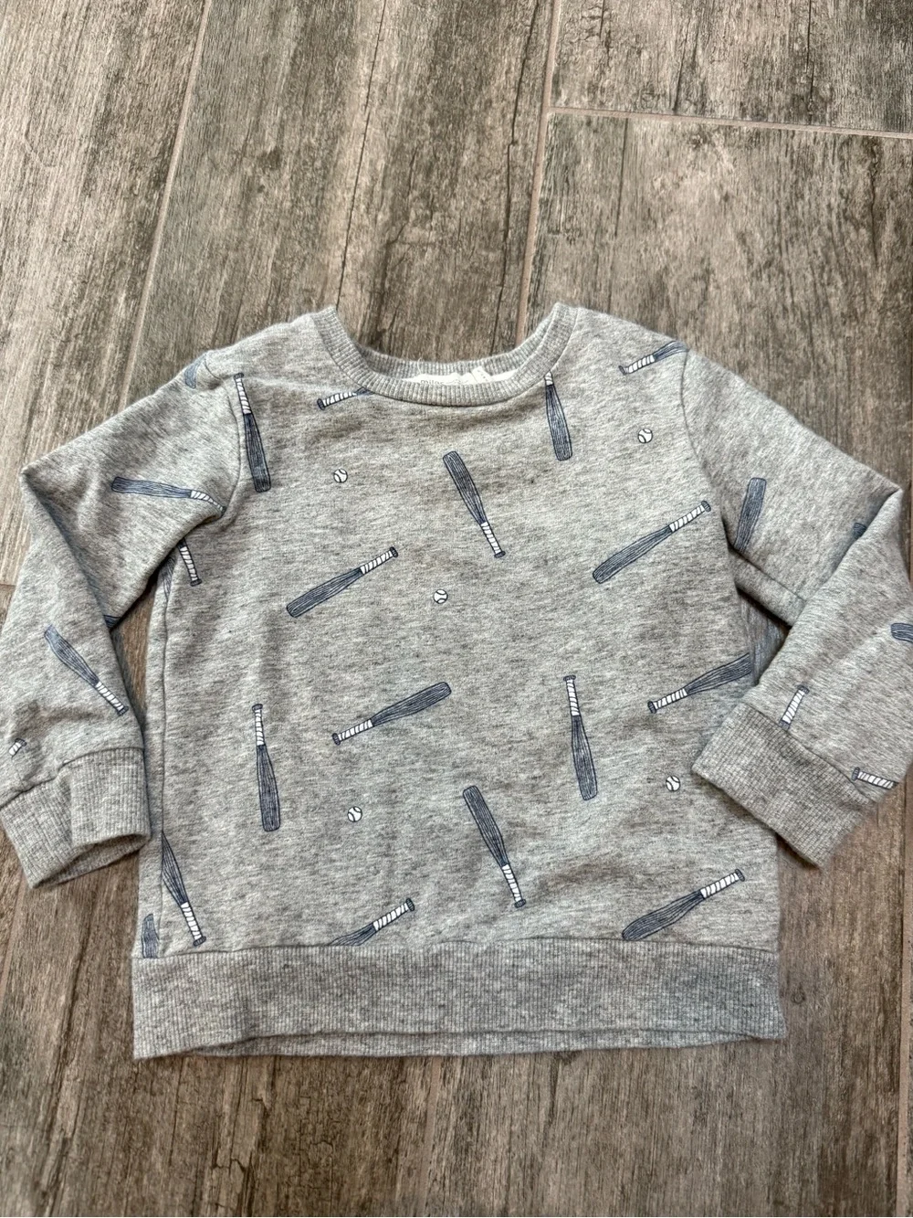 Miles the Label Toddler Grey Baseball Print Sweatshirt - 2T